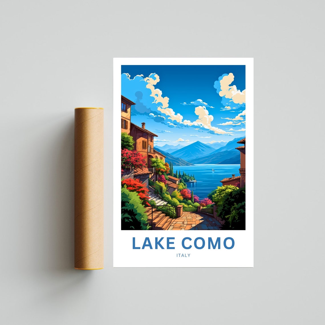 Lake Como Italy Village Staircase Lake View Personalized Poster - Image 4