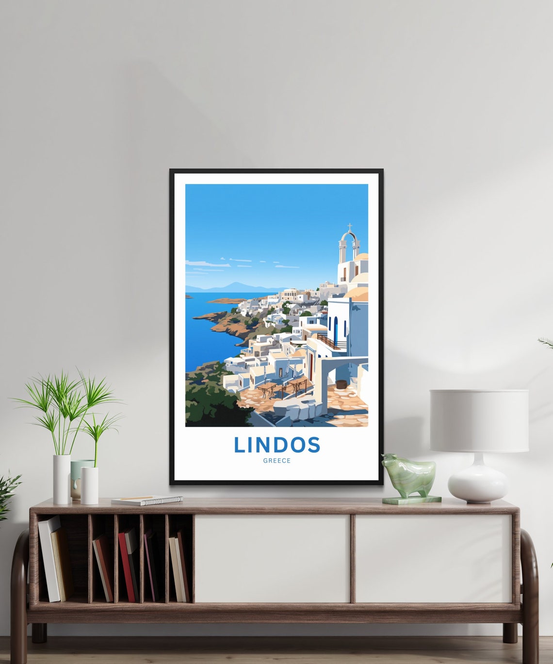 Personalized Lindos Greece Village Coast Custom Travel Poster - Image 2