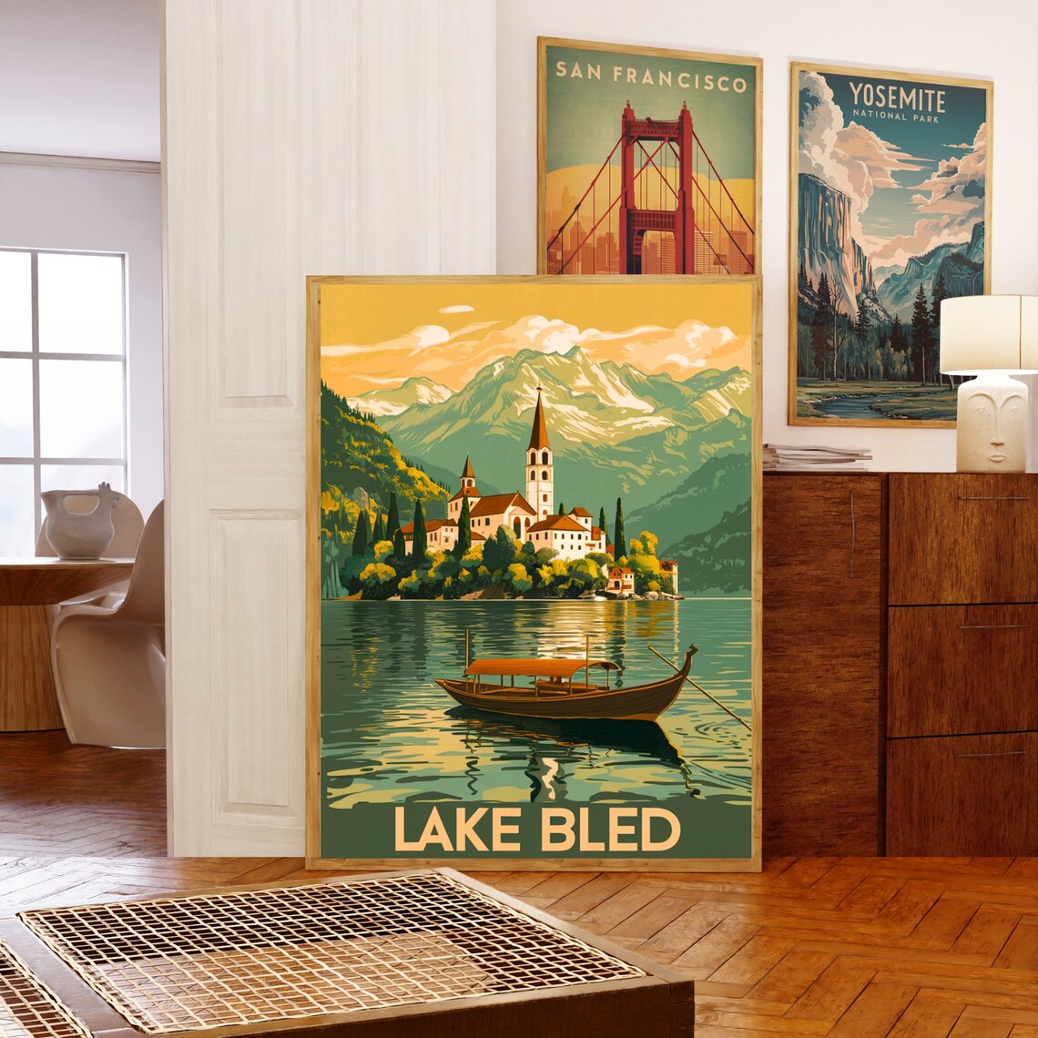 Lake Bled Vintage Island Church Mountain Lake Retro Travel Poster - Image 3