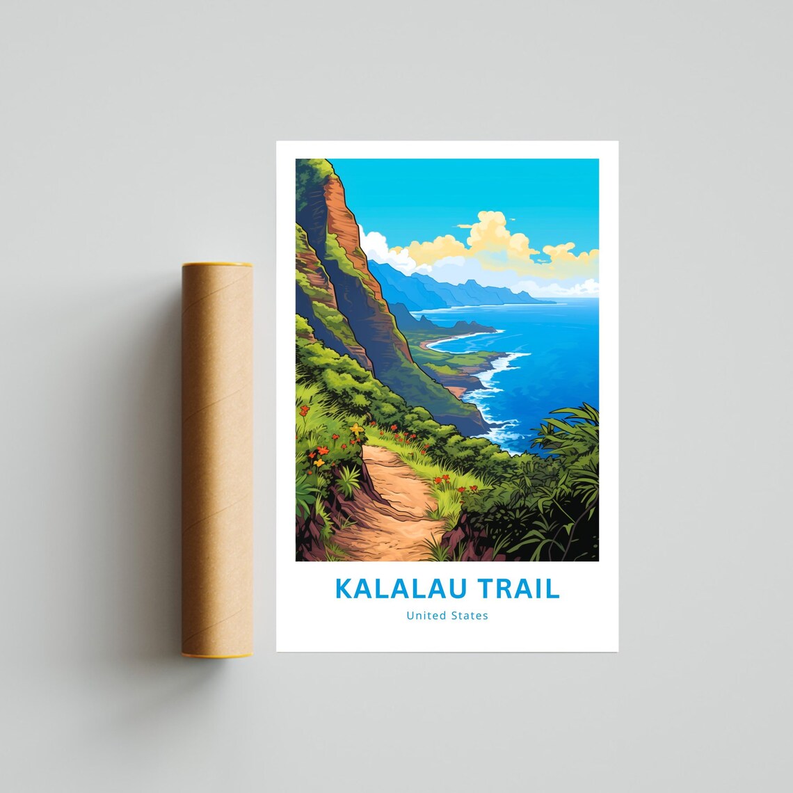 Kalalau Trail United States Coastal Cliff Path Travel Poster - Image 4