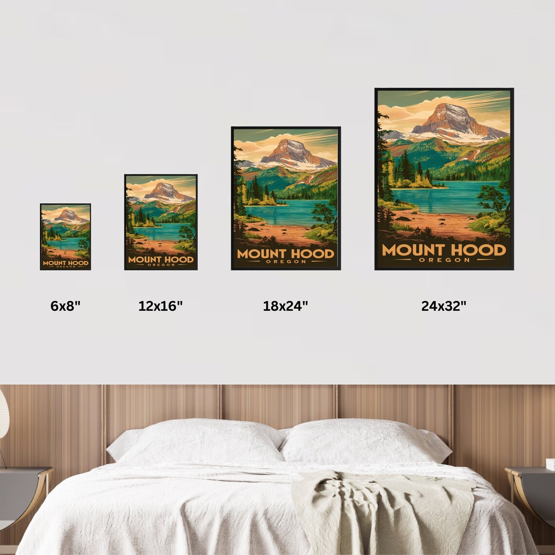 Mount Hood Oregon Vintage Travel Poster Turquoise Lake Peak Scenic - Image 4