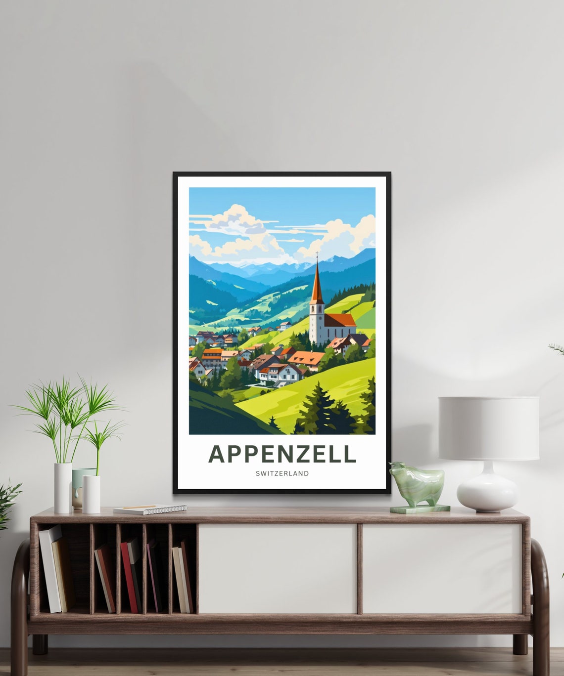 Personalized Appenzell Switzerland Alpine Village Church Valley Poster - Image 2
