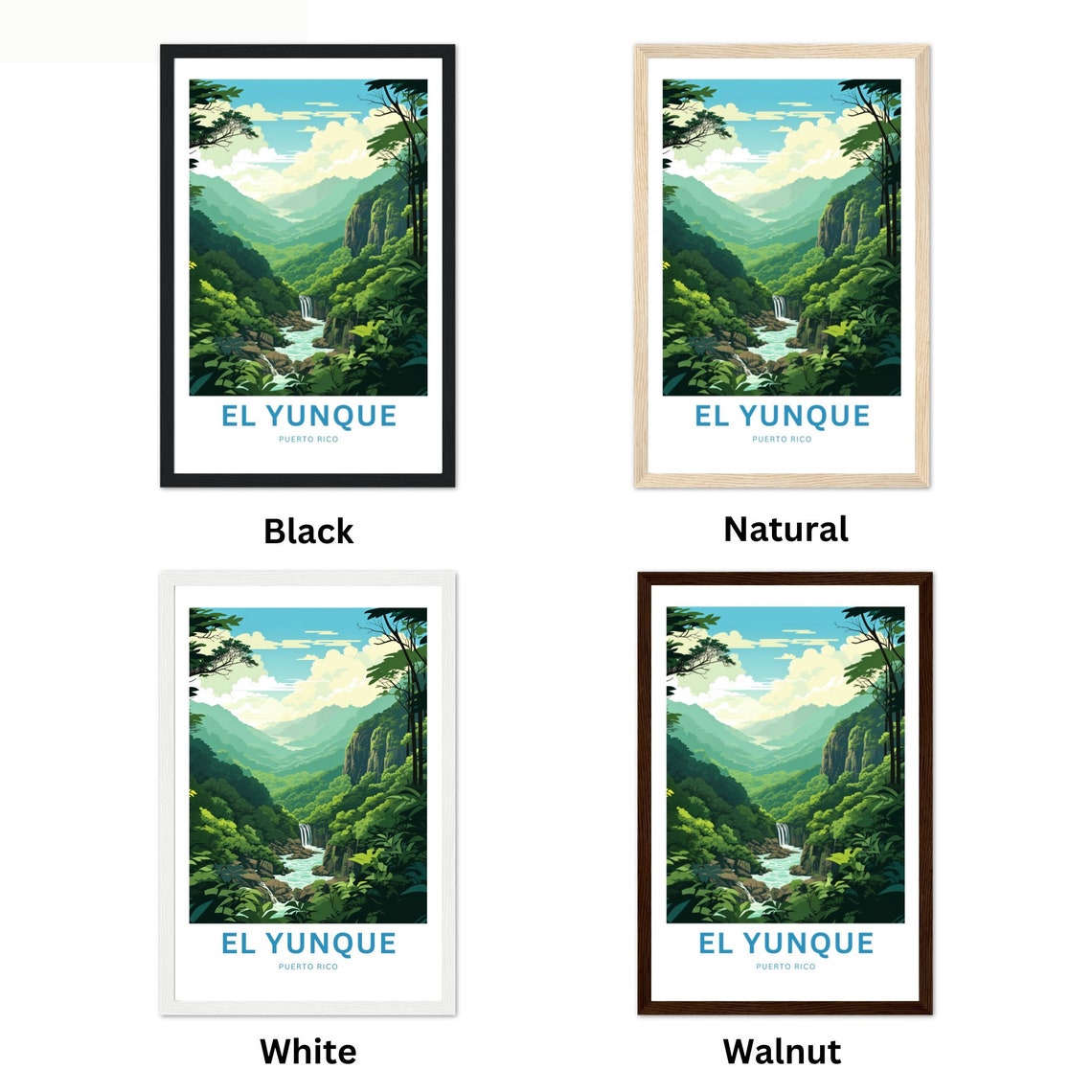 El Yunque Puerto Rico Jungle Valley Waterfall Poster Art Decor - Image 2