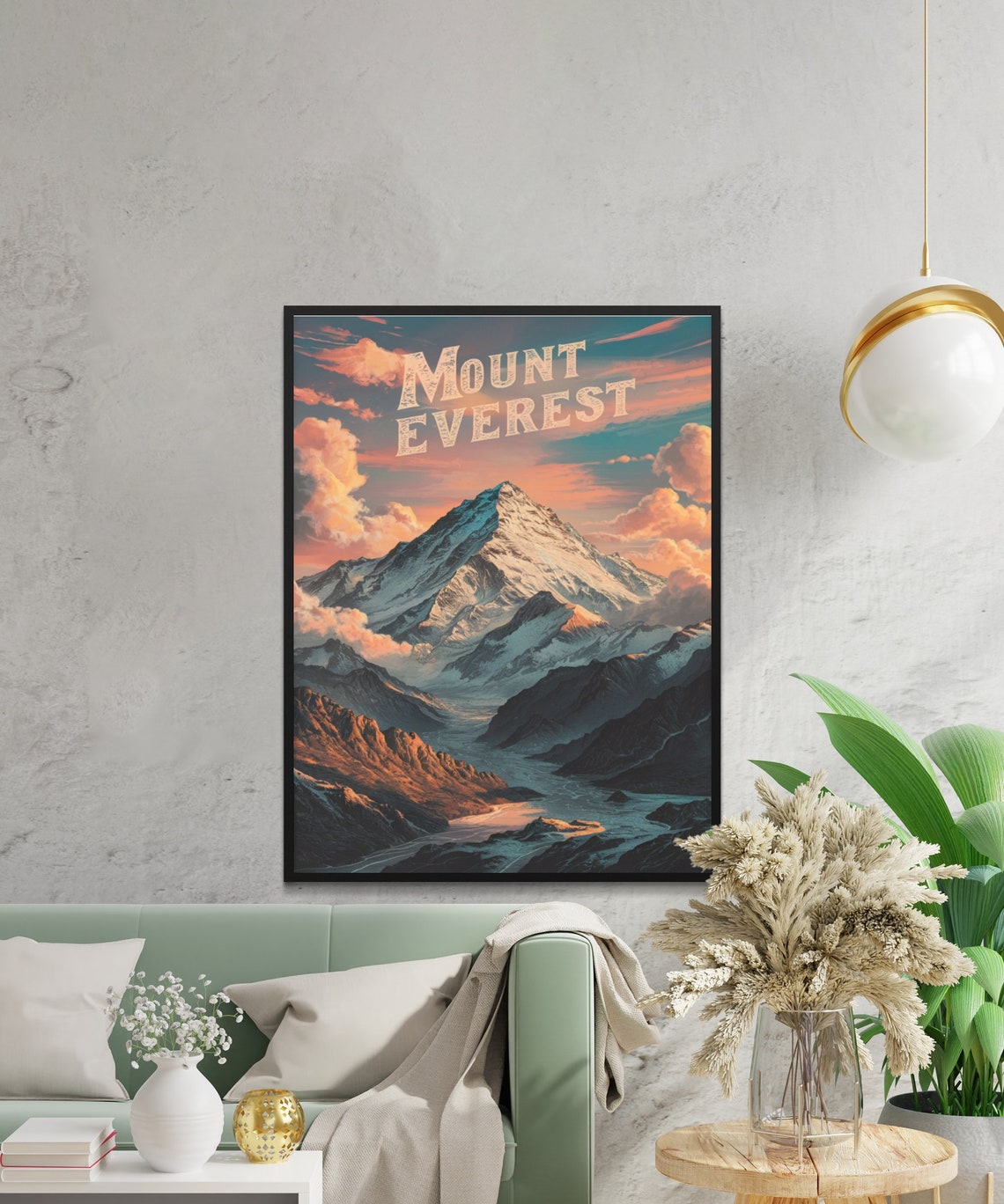 Mount Everest Sunset Snow Summit Orange Clouds Valley Vintage Poster - Image 2