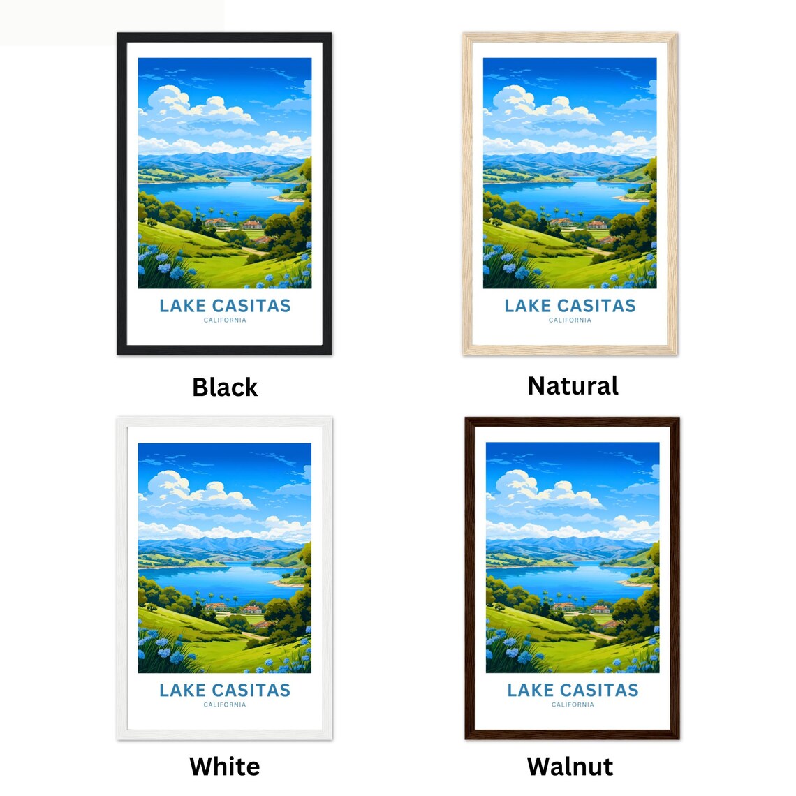 Lake Casitas California Lush Rolling Green Hills Lake View Poster - Image 2