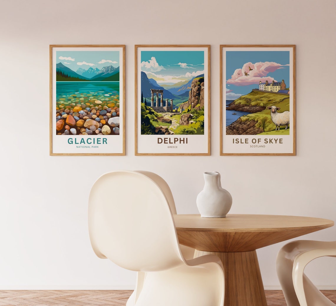 Delphi Greece Ancient Temple Ruins Mountain Valley Scene Poster - Image 3