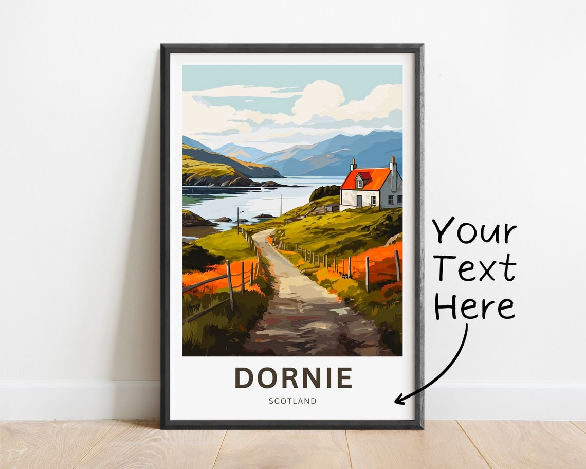 Personalized Dornie Scotland Country Lane Cottage Hills Poster