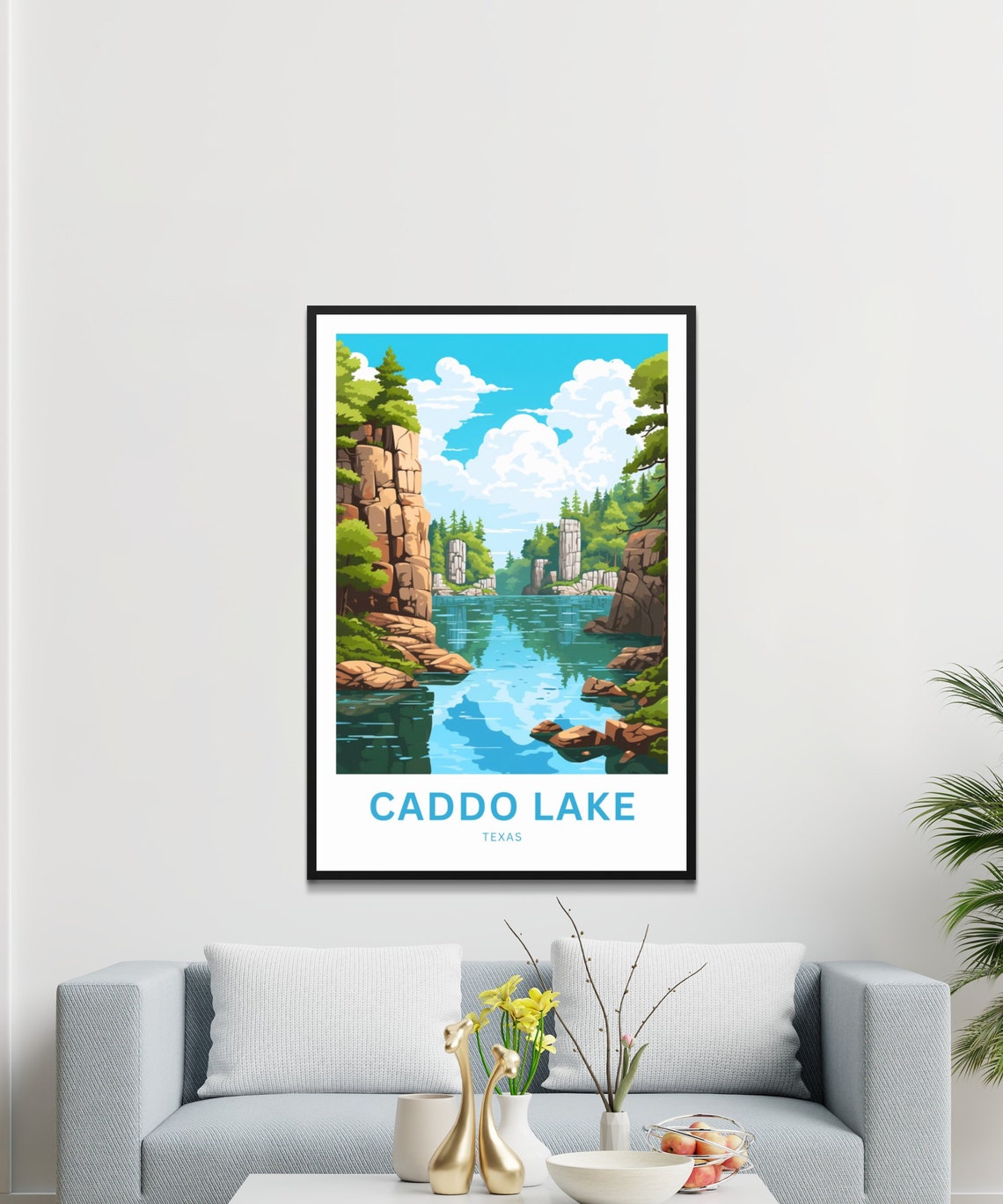 Caddo Lake Texas Towering Cliff Canyon Turquoise Water Poster - Image 3