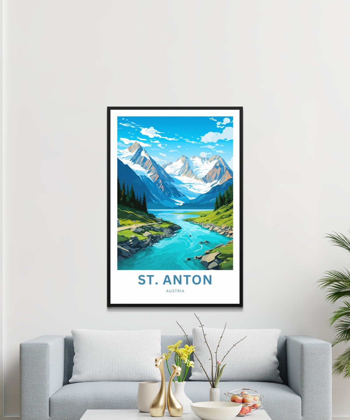 St Anton Austria Summer Alpine River Valley Personalized Poster - Image 3