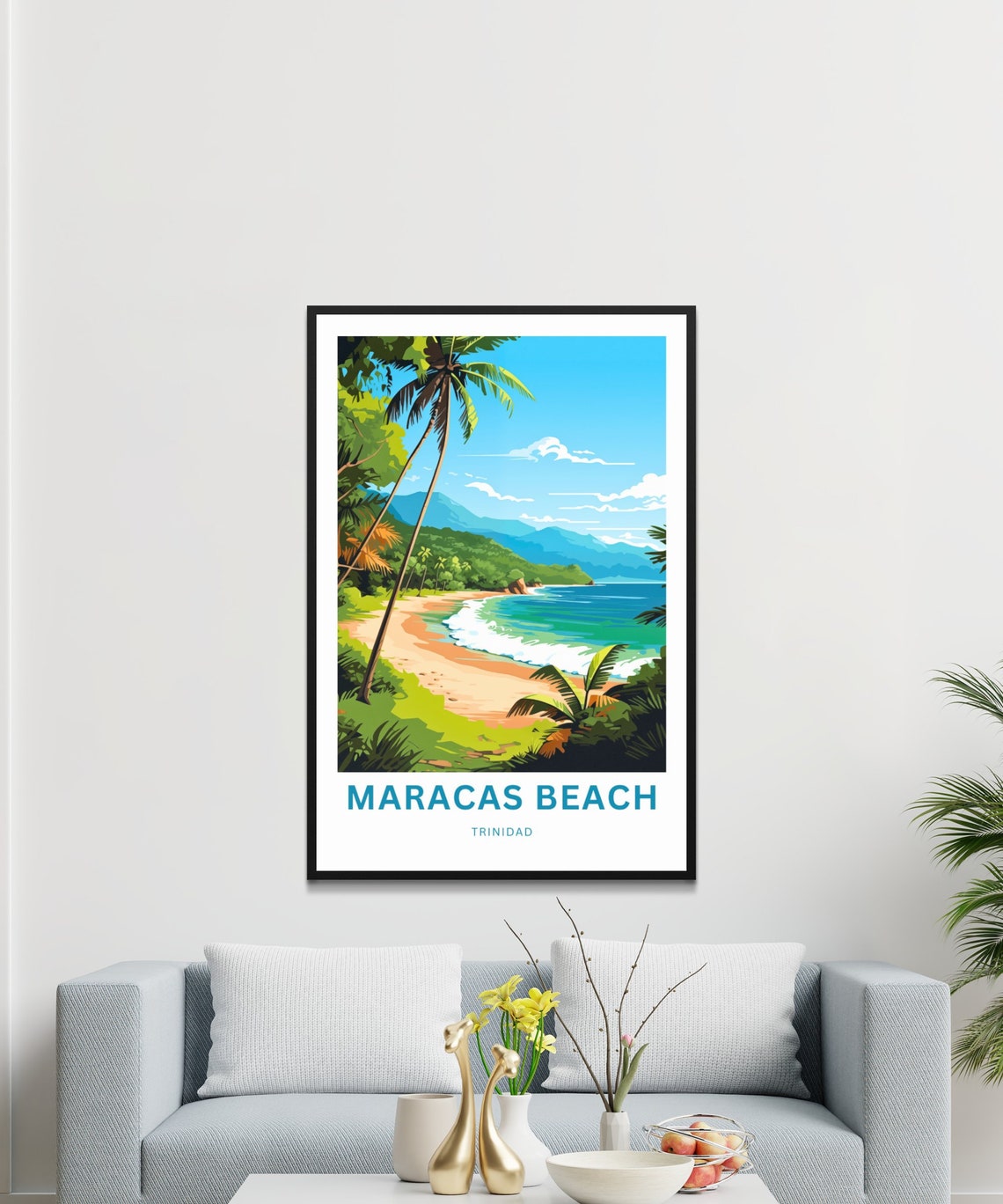 Maracas Beach Trinidad Personalized Tropical Palm Travel Poster - Image 3