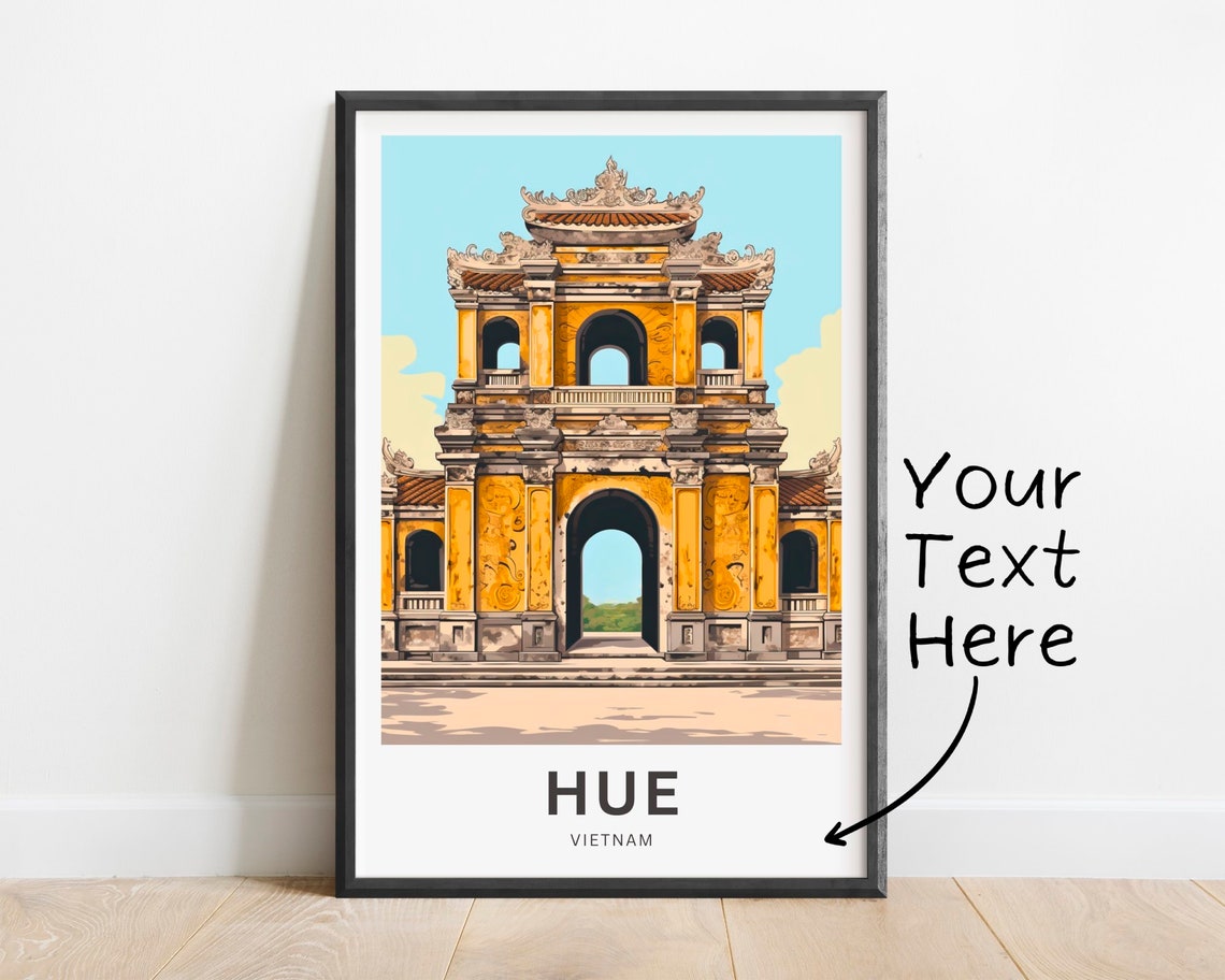Hue Vietnam Imperial Gate Personalized Custom Text Travel Poster