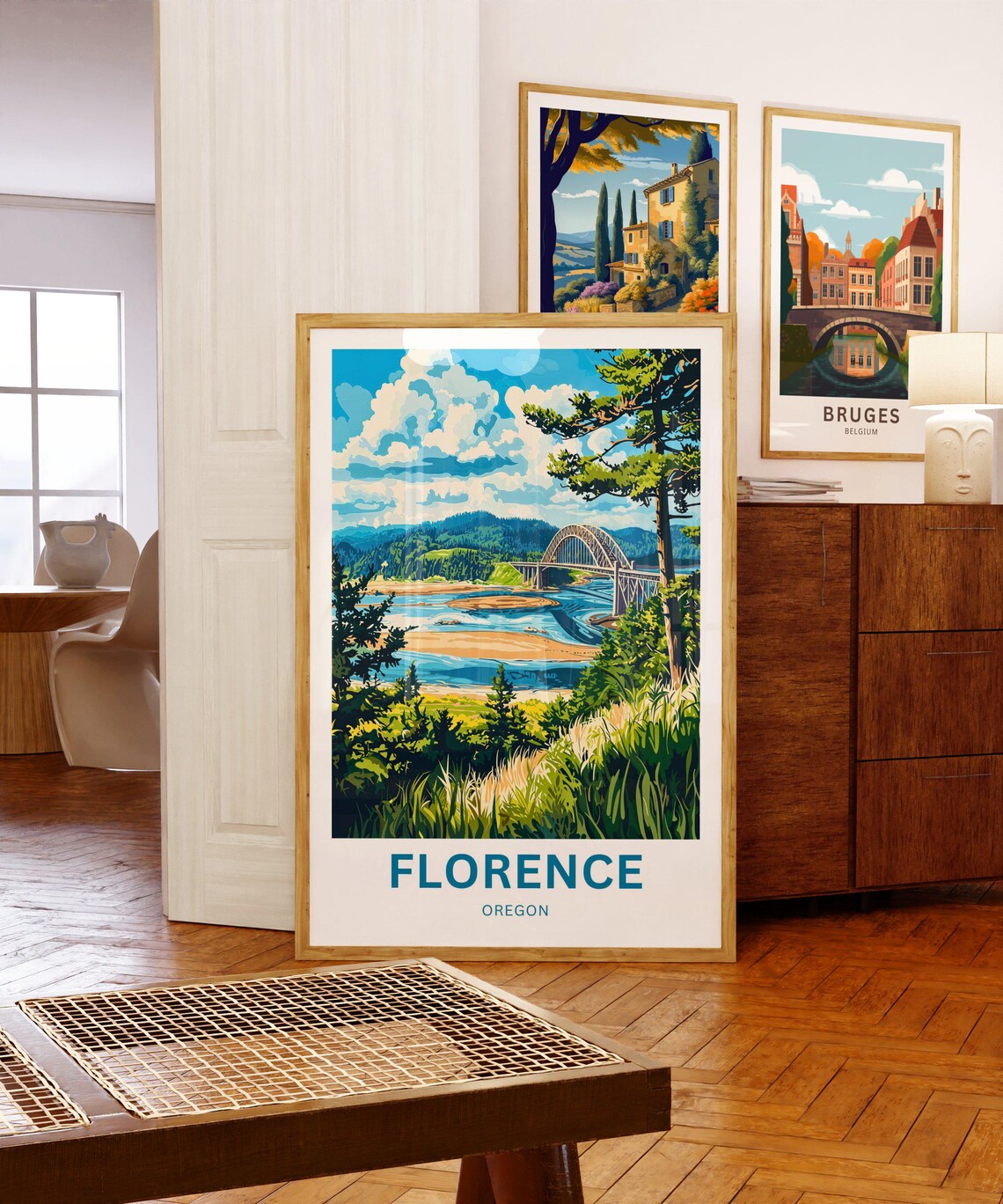Florence Oregon Arched River Bridge Coastal Scenery Travel Poster - Image 5