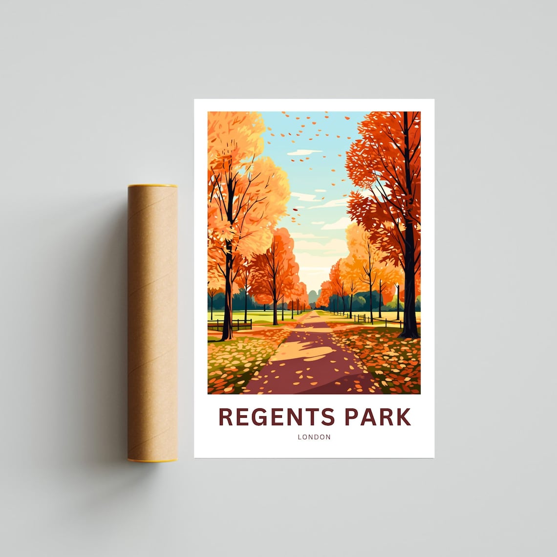 Regents Park London Garden Fountain Personalized Travel Poster - Image 4