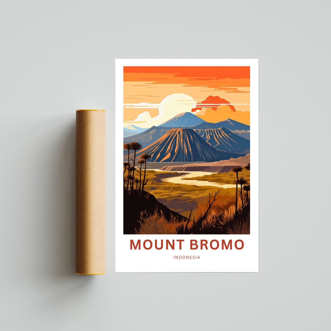 Personalized Mount Bromo Indonesia Golden Sunrise Custom Text Poster - Image 4