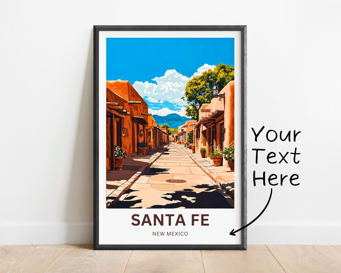 Santa Fe Adobe Street Vintage Travel Poster Southwest Desert Home Decor - Image 2