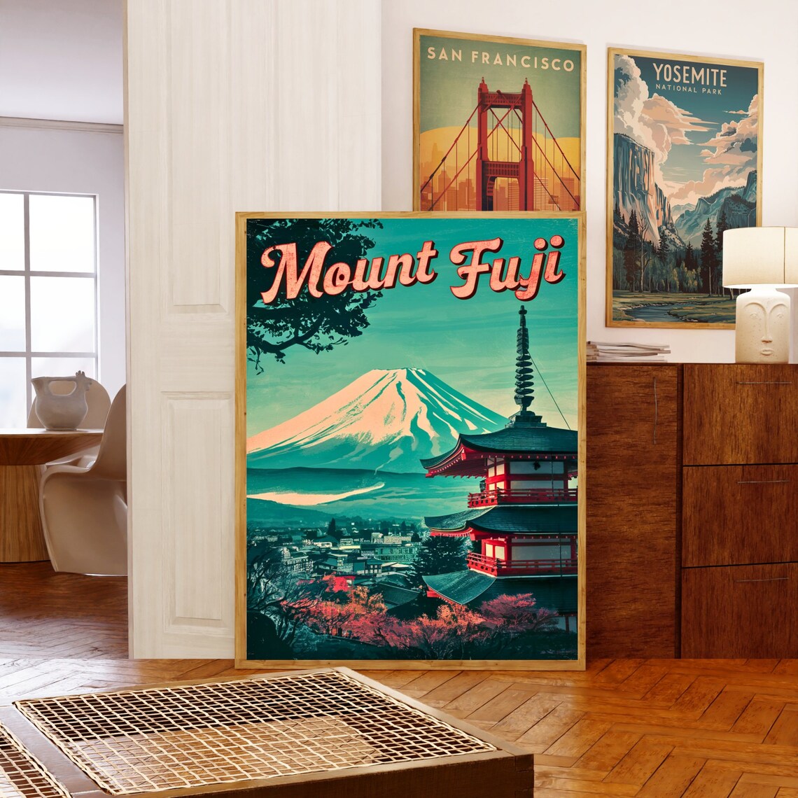 Mount Fuji Japan Retro Pagoda Snow Peak Vintage Travel Poster - Image 5