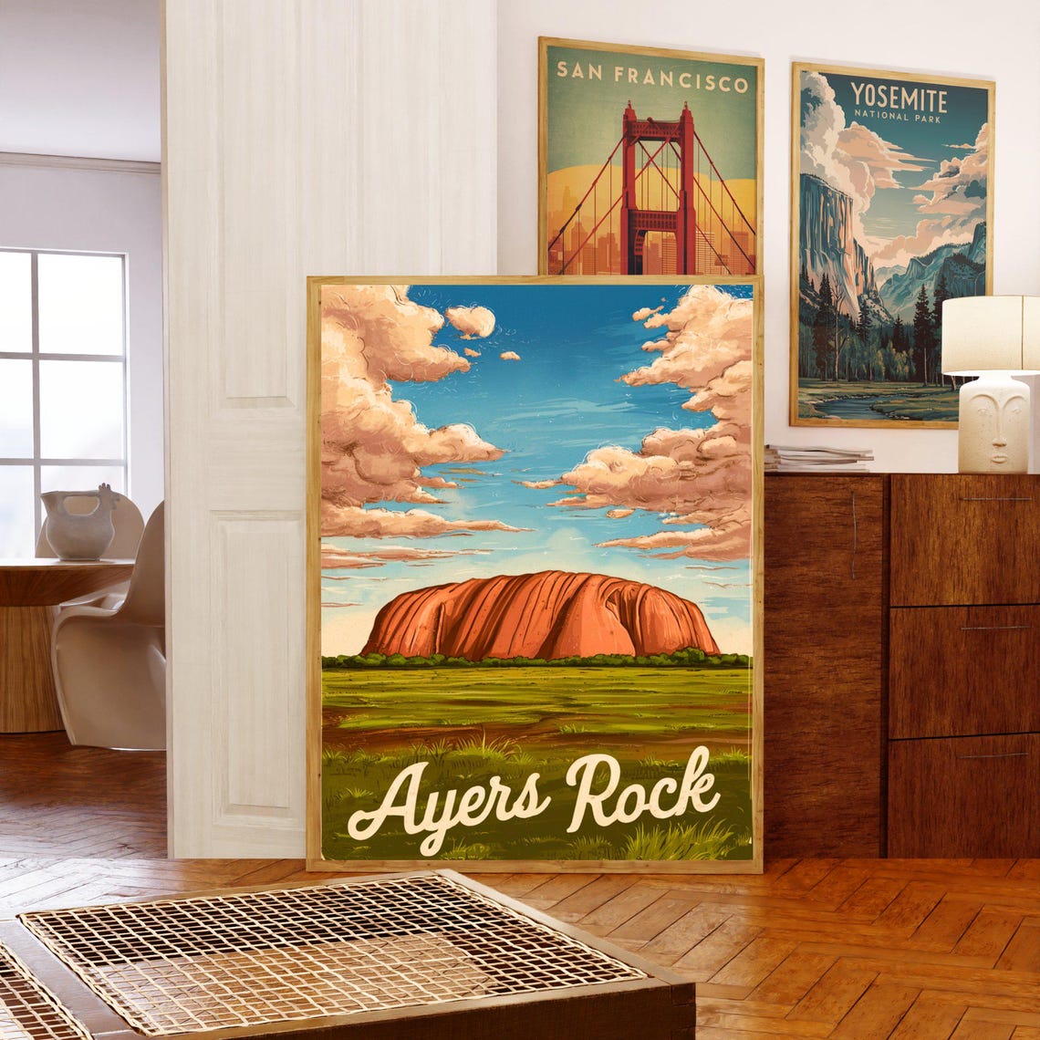 Ayers Rock Australia Uluru Desert Vintage Style Travel Poster - Image 5