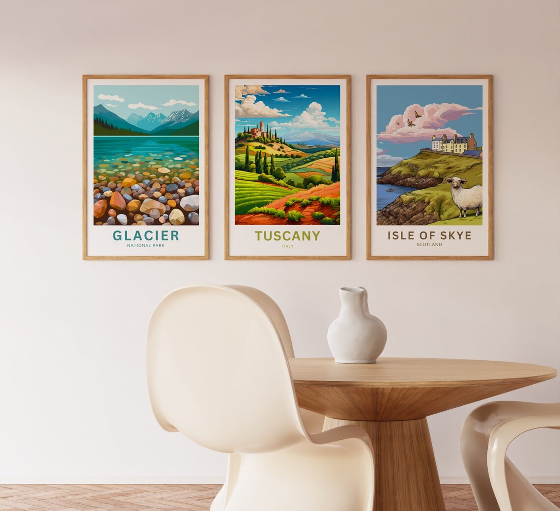 Tuscany Italy Rolling Hills Village Cypress Trees Landscape Poster