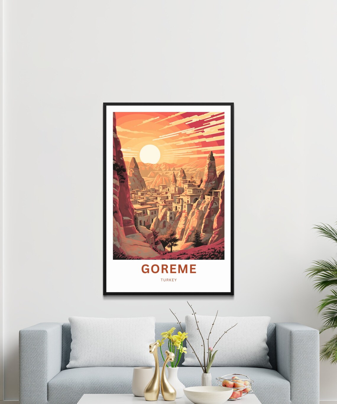 Goreme Turkey Travel Poster Cappadocia Sunset Over Rocky Canyon Town - Image 3