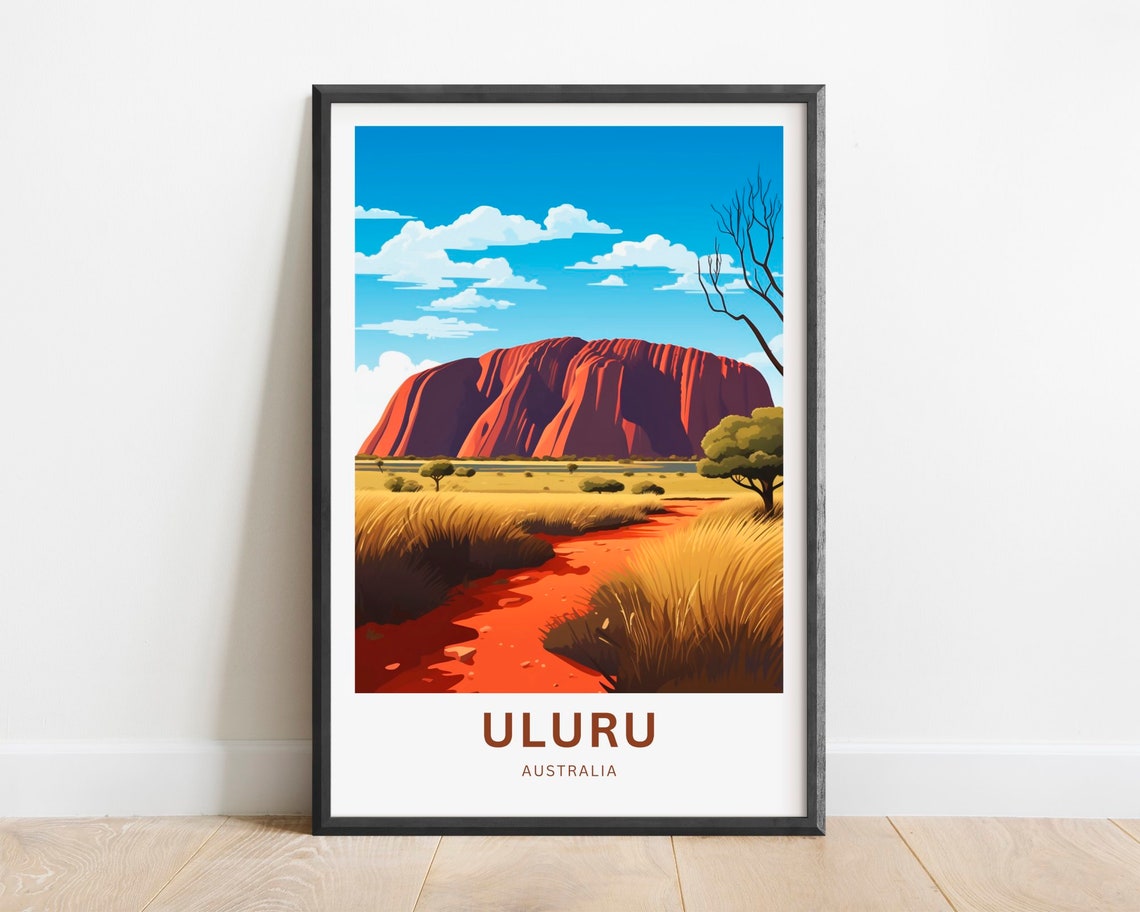 Uluru Australia Red Desert Spinifex Outback Sunset Travel Poster