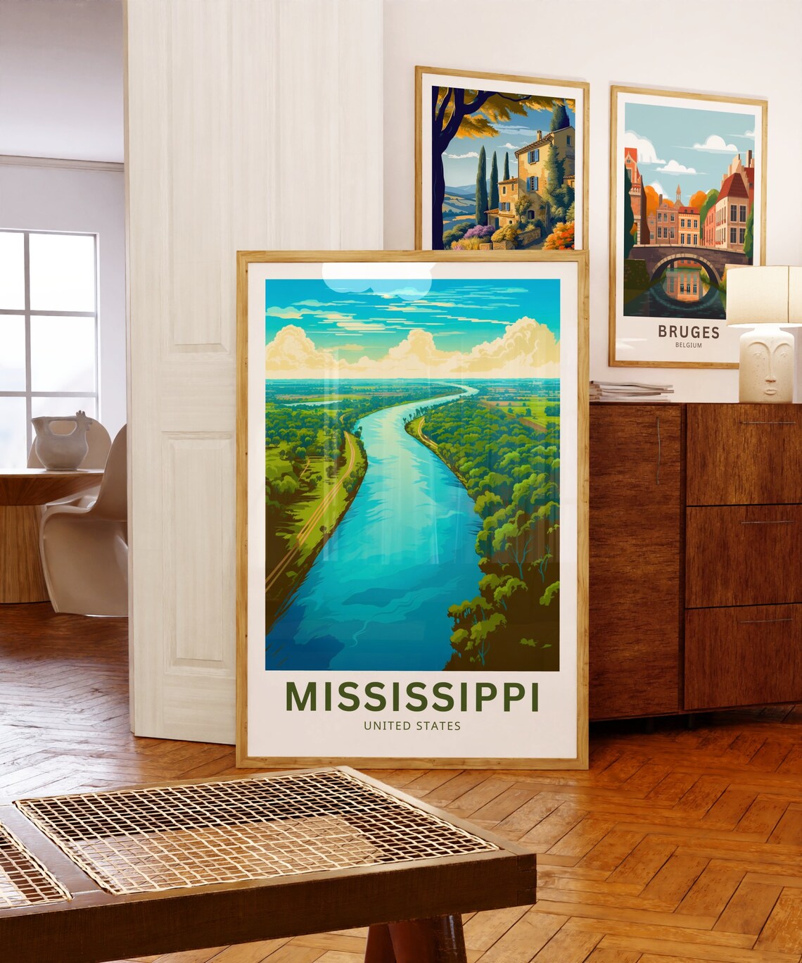 Mississippi River Aerial Meander Green Forests Travel Poster - Image 5