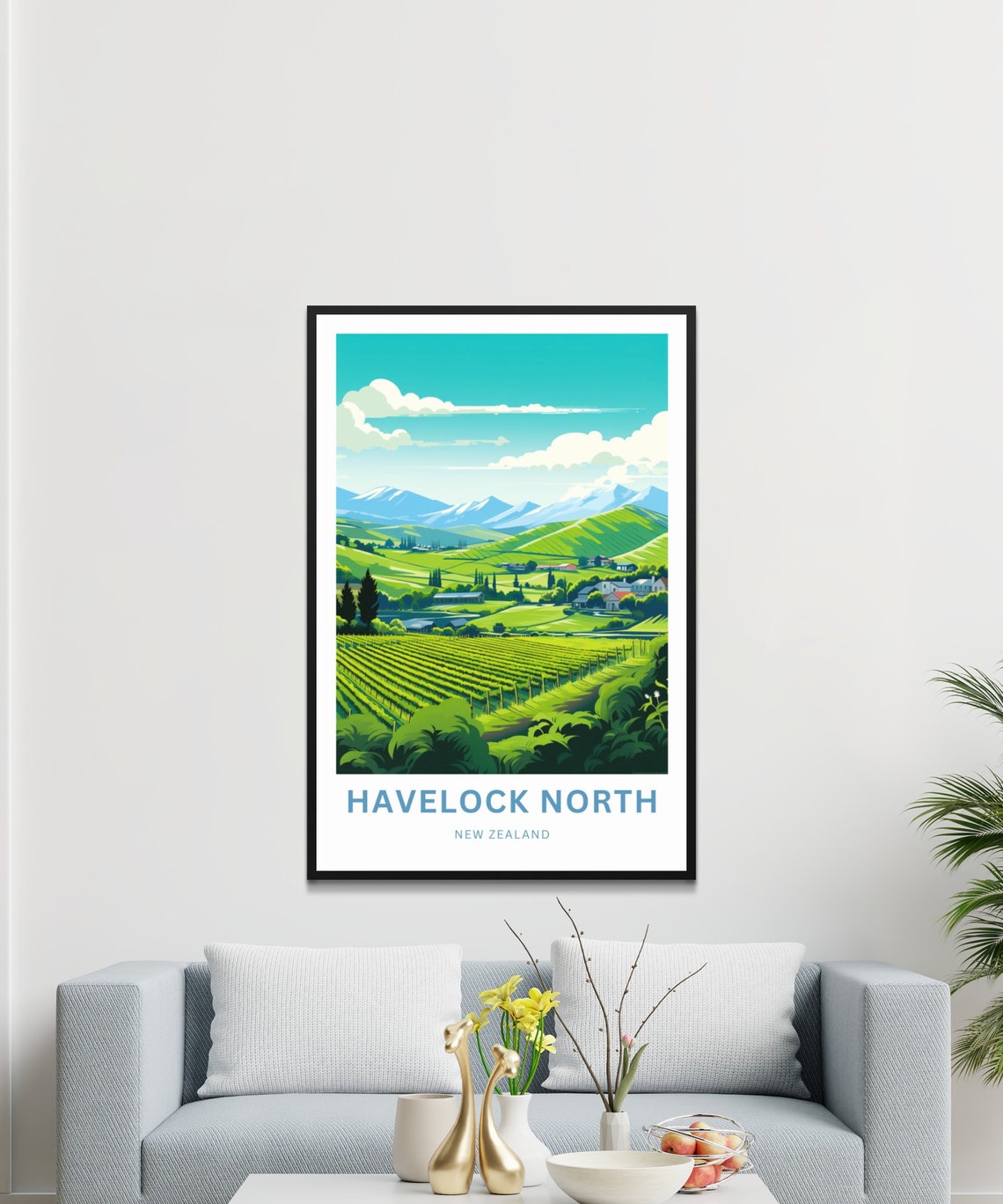 Personalized Havelock North New Zealand Vineyard Valley Travel Poster - Image 3