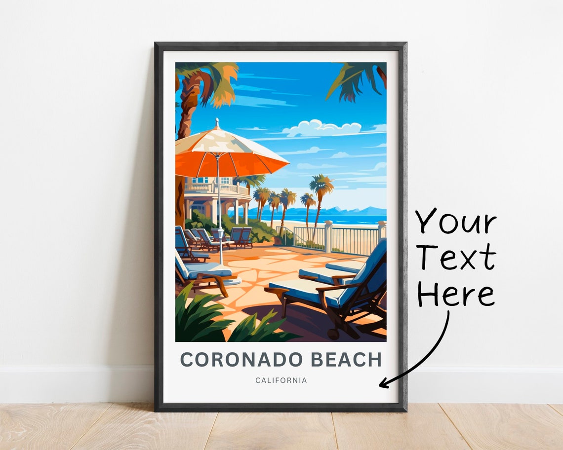Personalized Coronado Beach California Resort Terrace Scene Poster