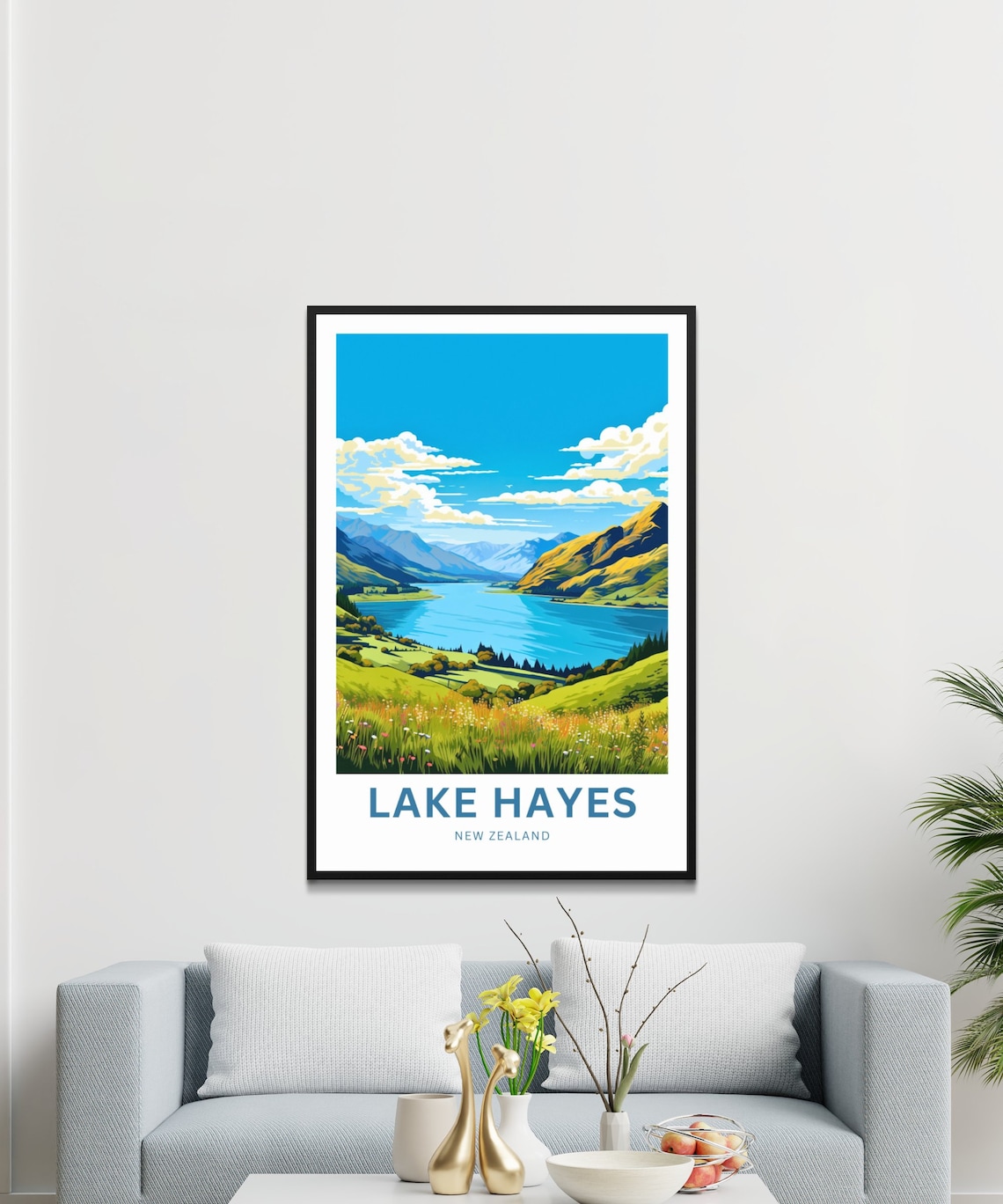 Lake Hayes New Zealand Wildflower Meadow Alpine Lake Travel Poster - Image 3