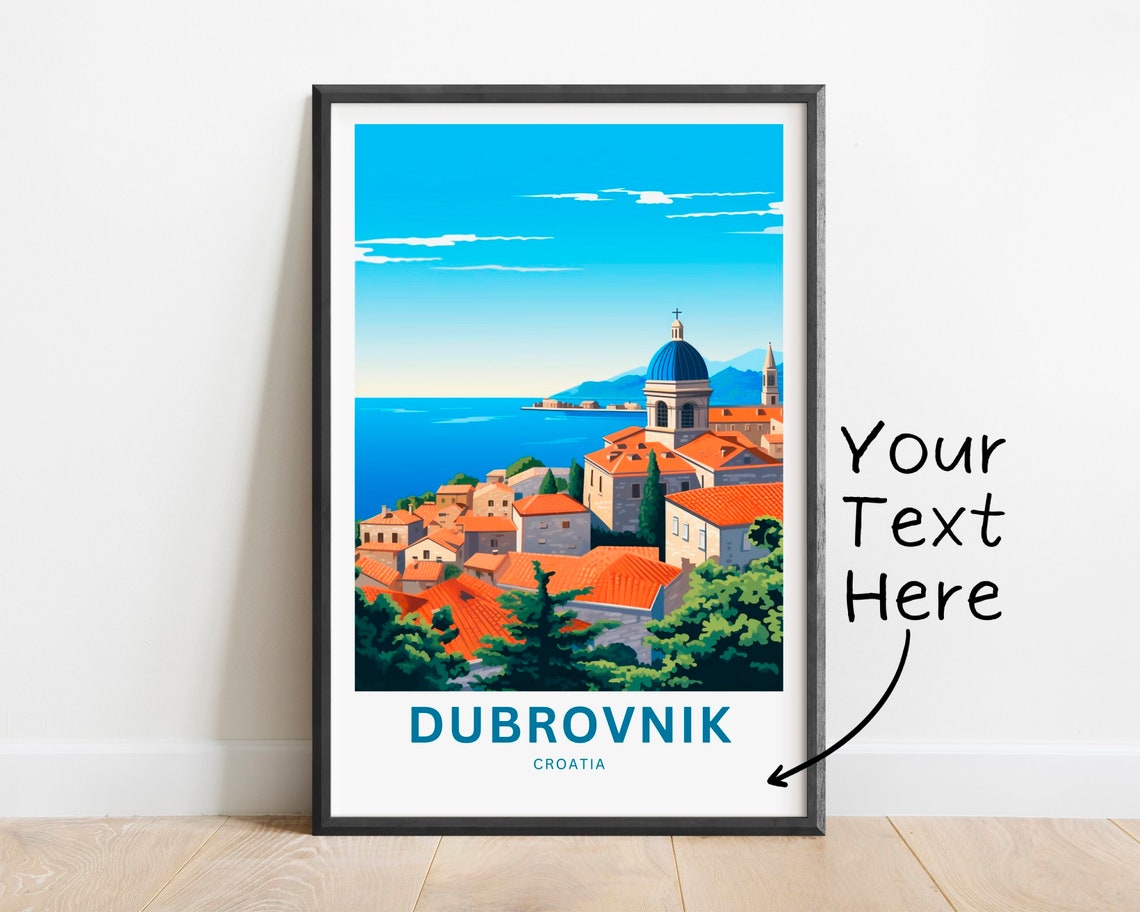 Personalized Dubrovnik Croatia Rooftops Seaside View Bright Poster