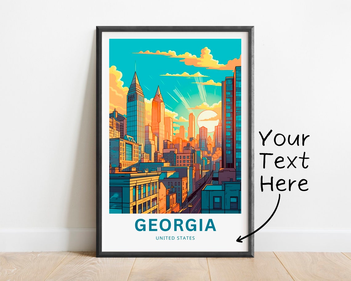 Georgia City Skyline Downtown Towers Custom Text Travel Poster