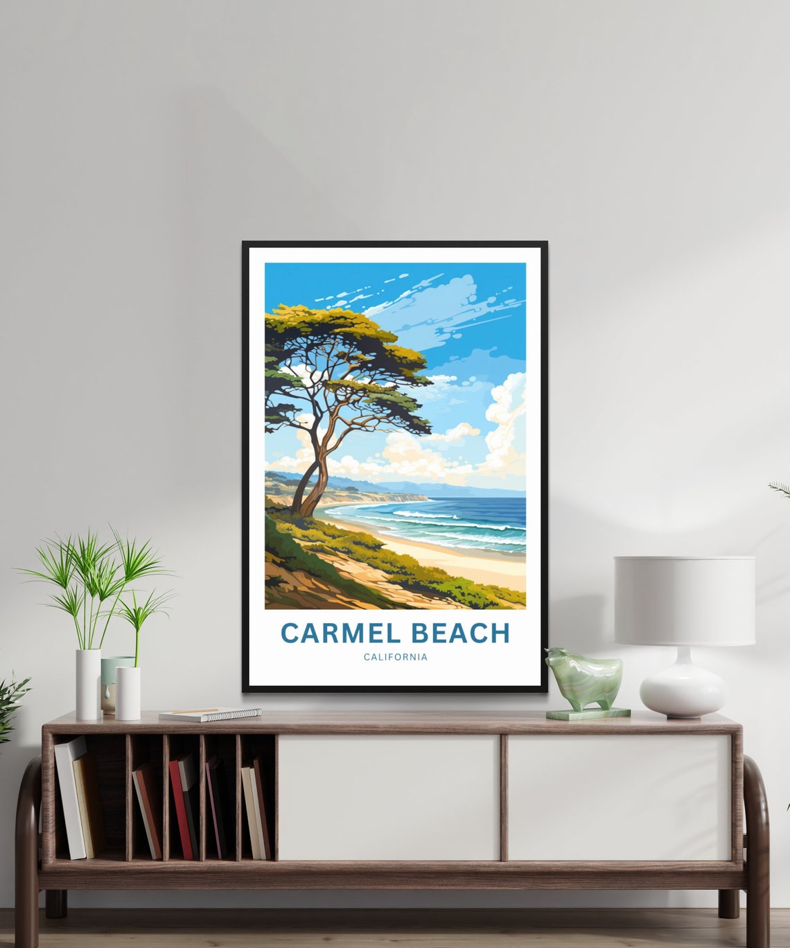 Carmel Beach California Dunes Shore Cypress Tree Ocean Poster - Image 3