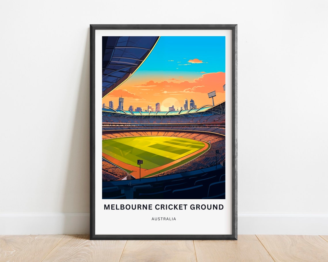 Melbourne Cricket Ground Australia Stadium Sunset MCG Travel Poster