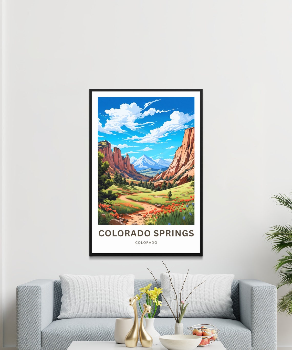 Colorado Springs Personalized Travel Poster with Pikes Peak and Rocks - Image 3