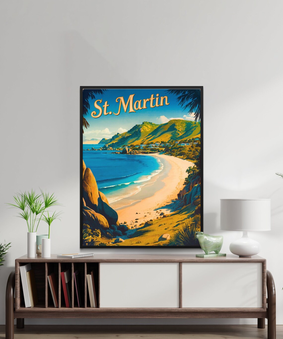 St. Martin Caribbean Golden Beach Bay Vintage Travel Style Poster - Image 3