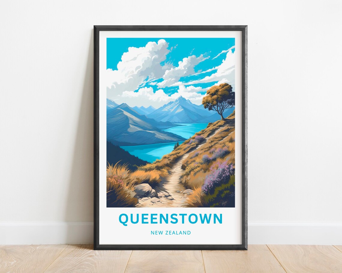 Queenstown New Zealand Travel Poster