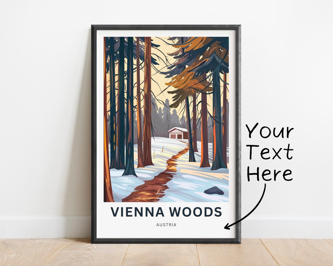 Personalized Vienna Woods Austria Snowy Trail Custom Travel Poster