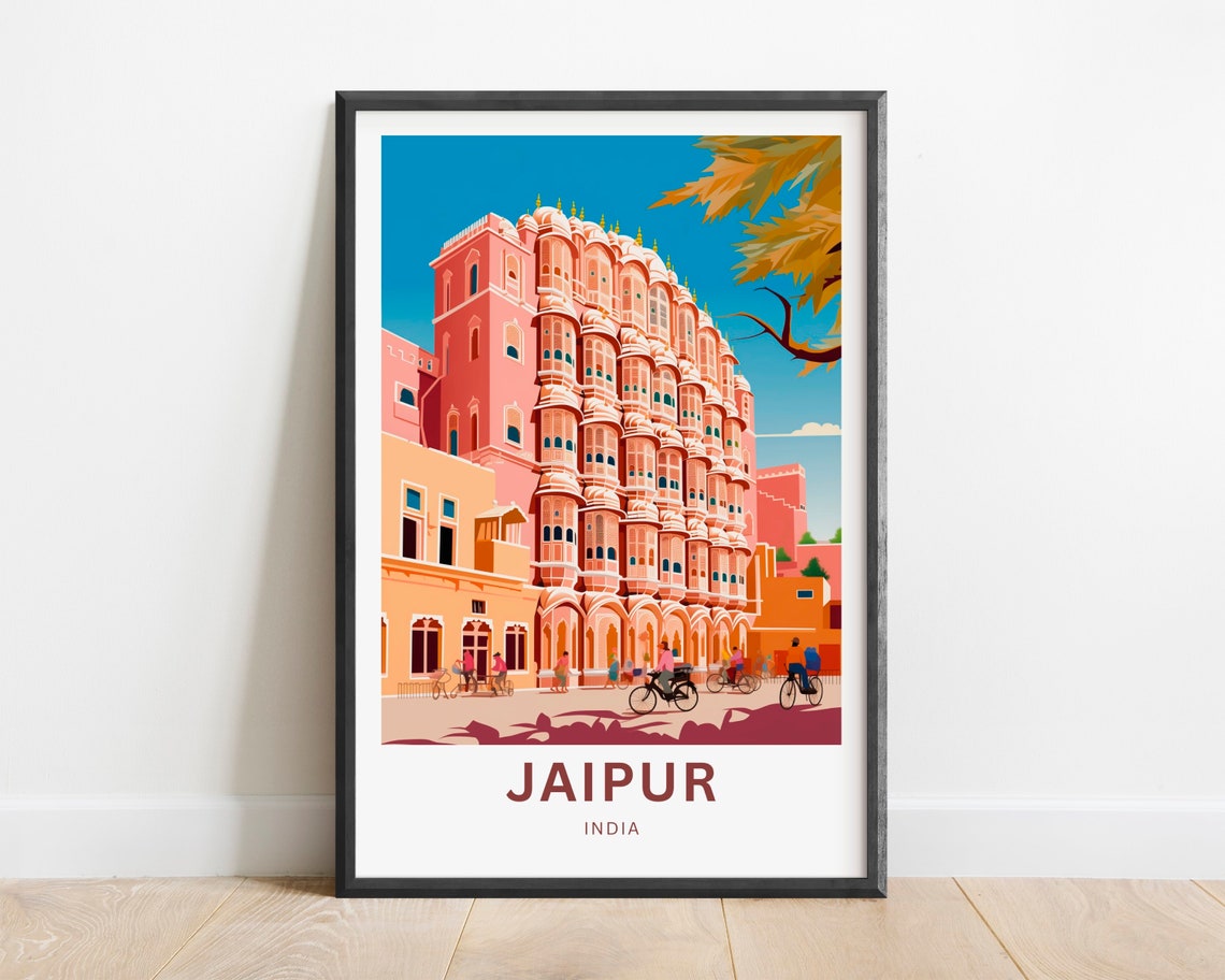 Jaipur India Hawa Mahal Palace of Winds Pink Facade Landmark Poster