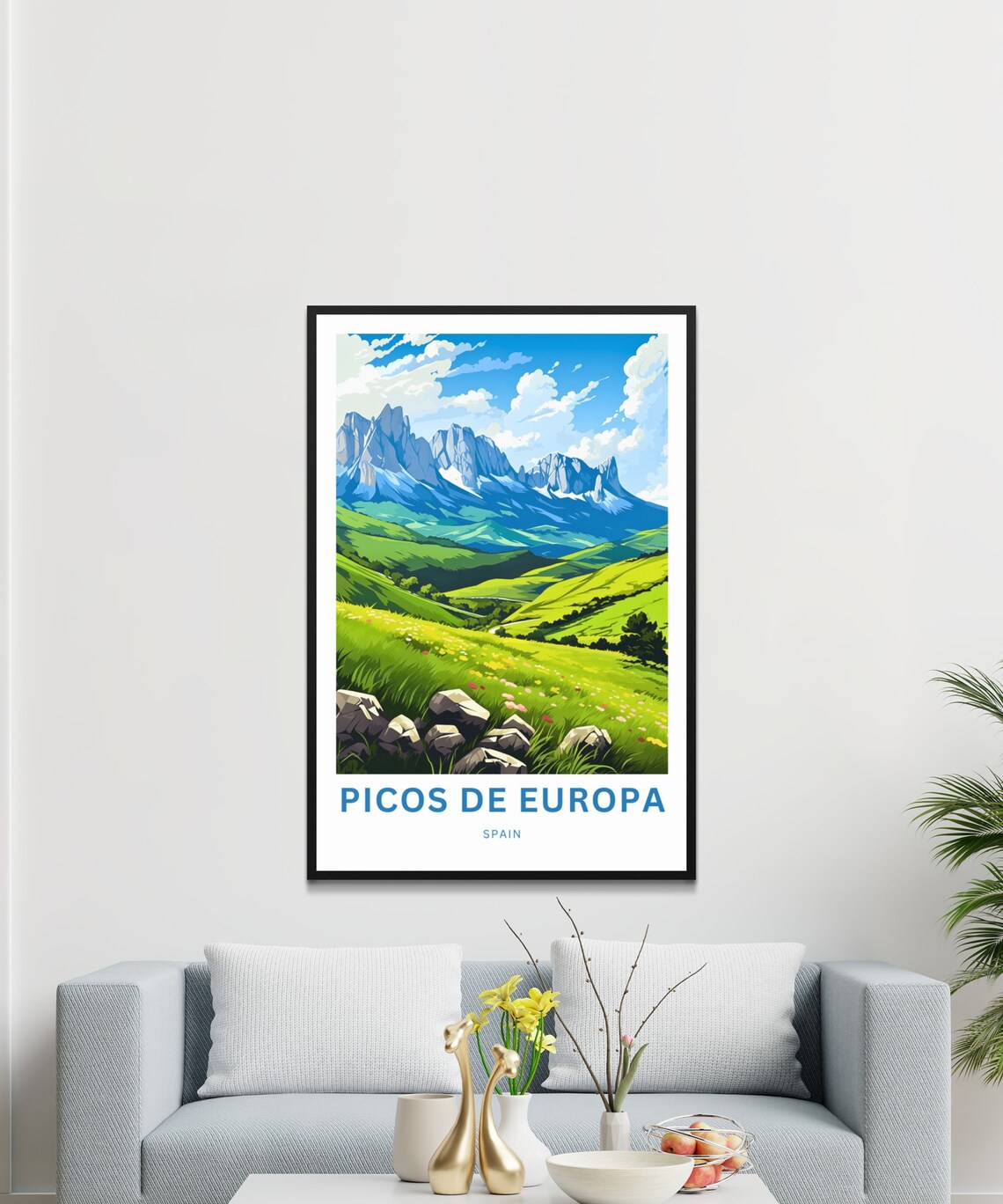 Picos De Europa Spain Wildflower Meadow Mountain Peaks Travel Poster - Image 3