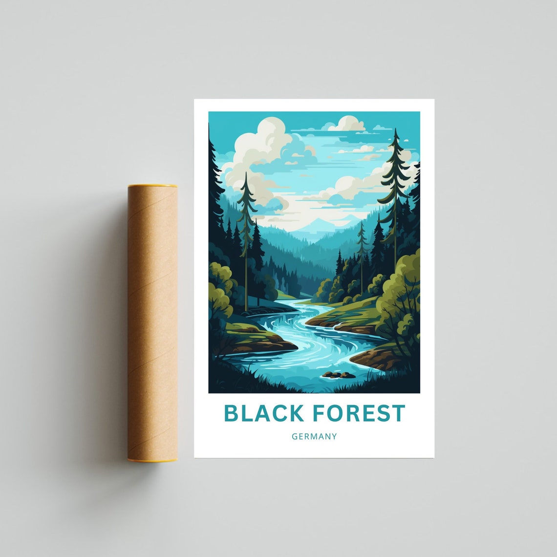 Black Forest Germany Turquoise River Pine Valley Travel Poster - Image 4