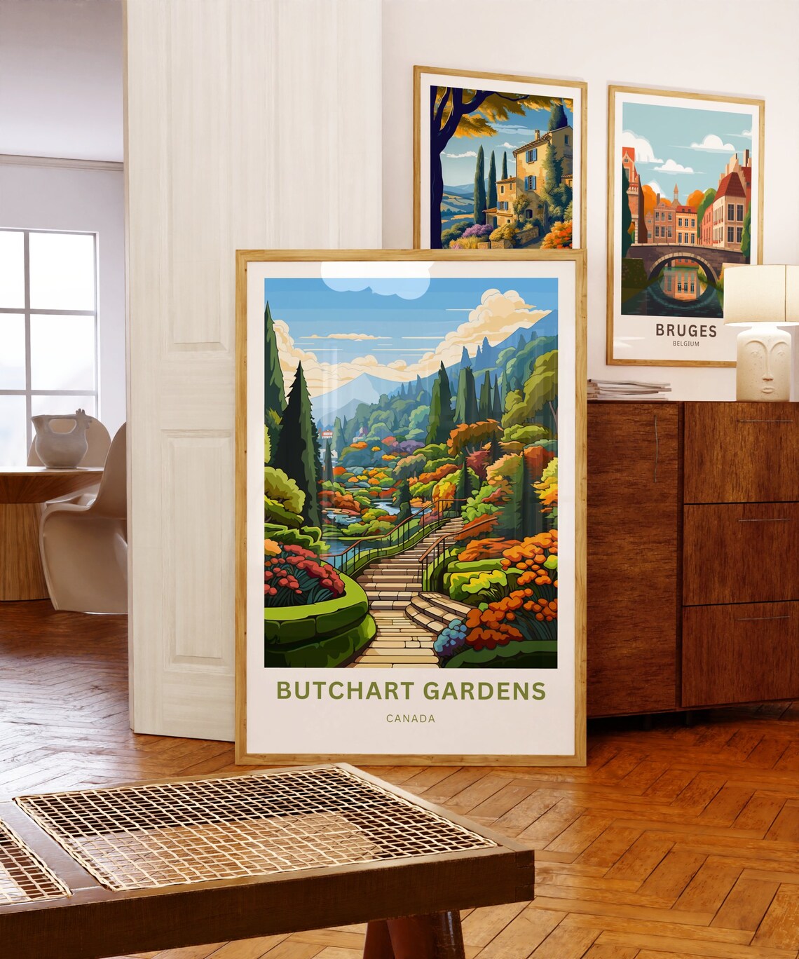 Butchart Gardens Canada Colorful Flower Garden Staircase Travel Poster - Image 5