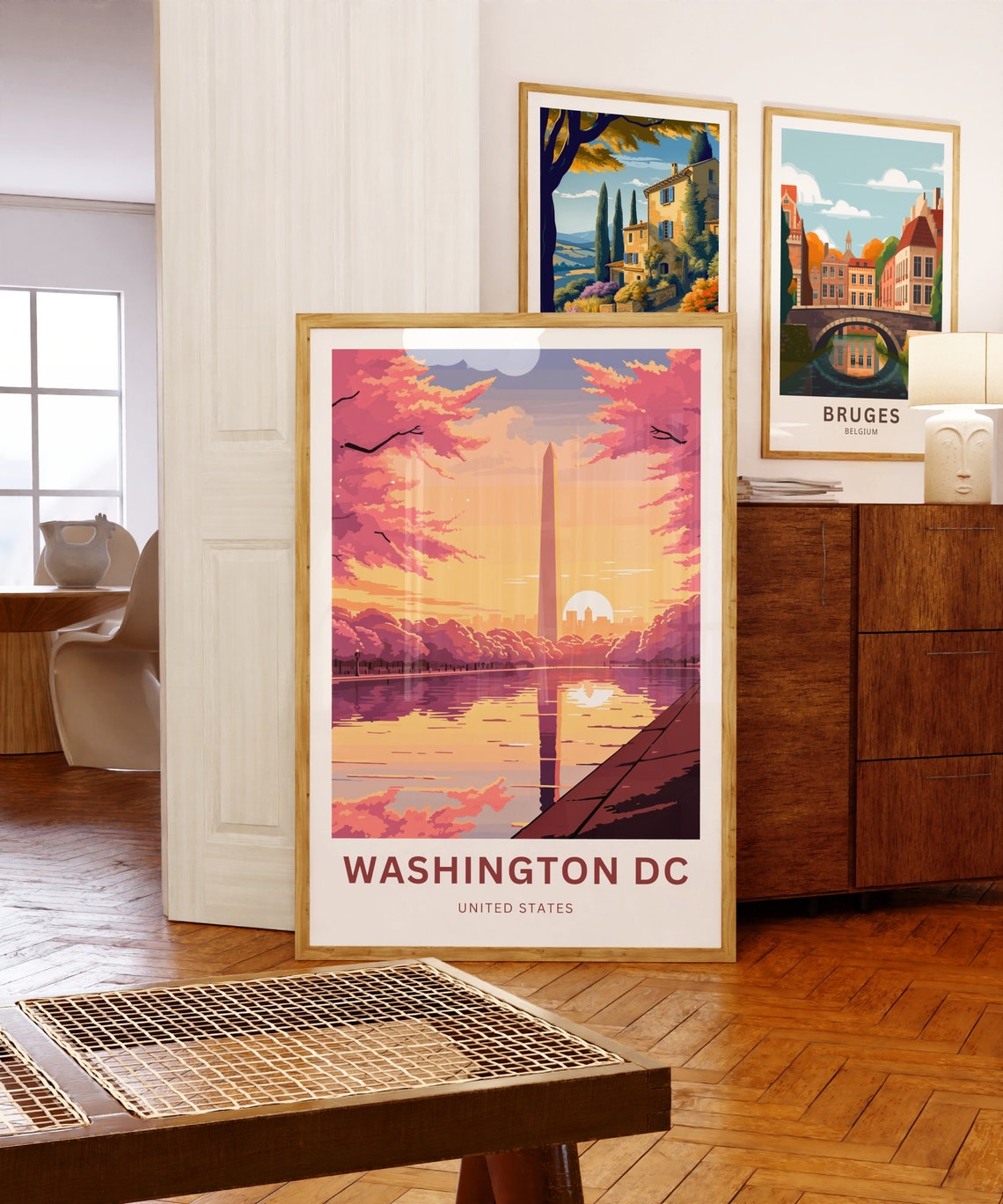 Washington DC Monument Cherry Blossom Sunrise Tidal Pool Travel Poster - Image 5