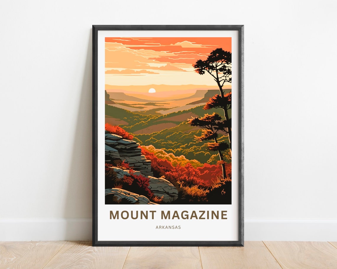 Mount Magazine Arkansas Sunset Valley Overlook Travel Poster
