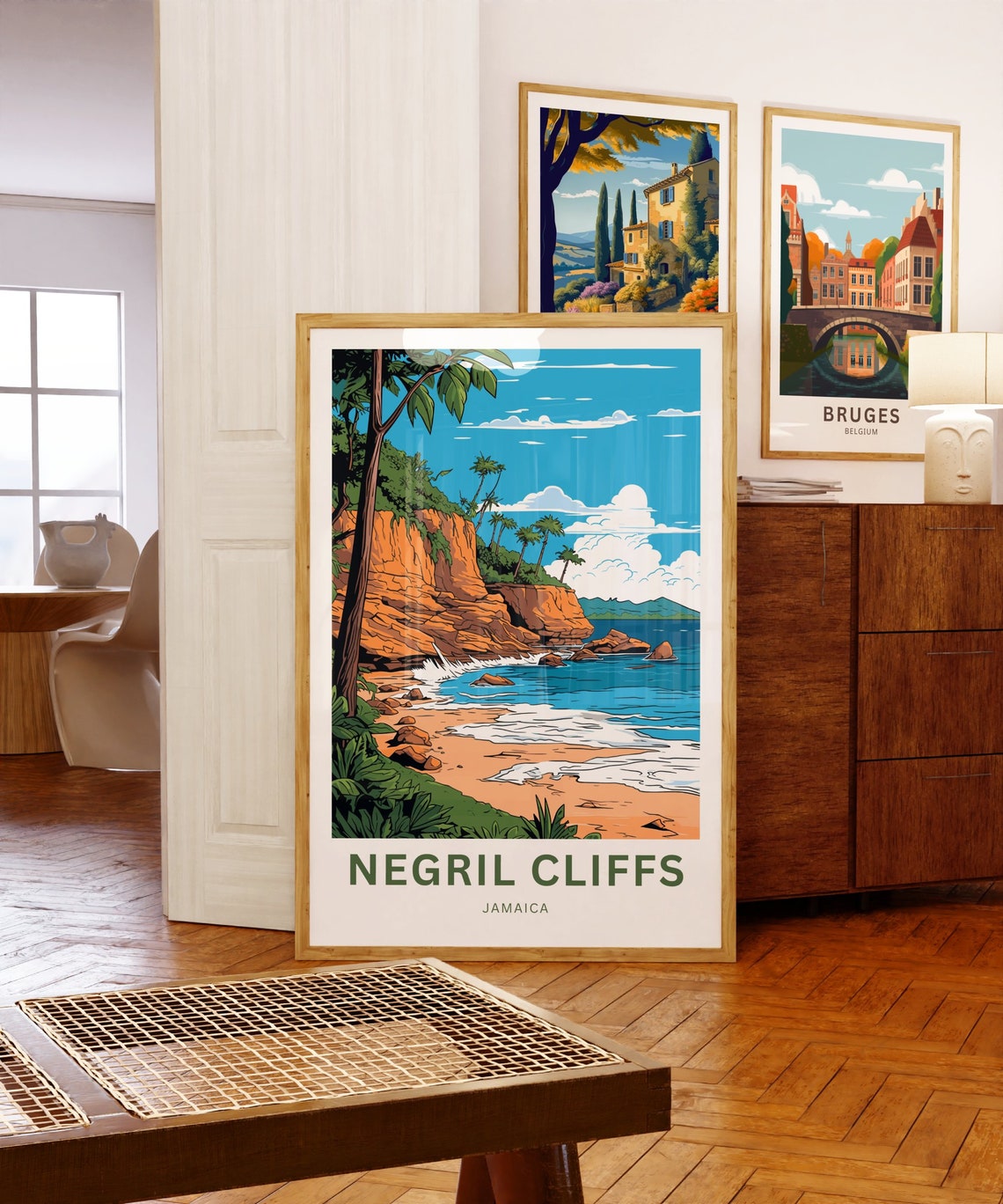 Negril Cliffs Travel Print Negril Cliffs Poster Jamaica Wall Art Framed Present Gift United States Present - Image 5