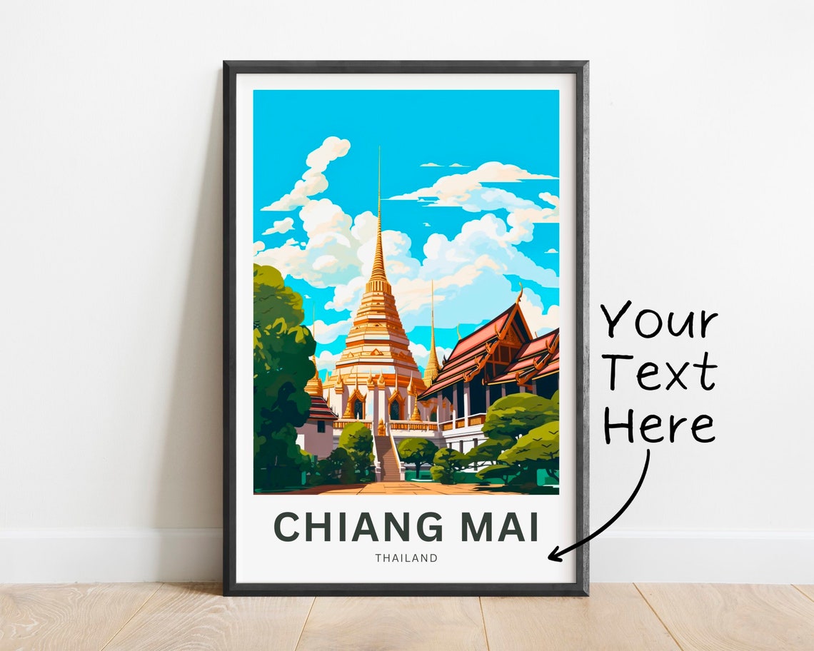Chiang Mai Thailand Temple Personalized Custom Text Travel Poster