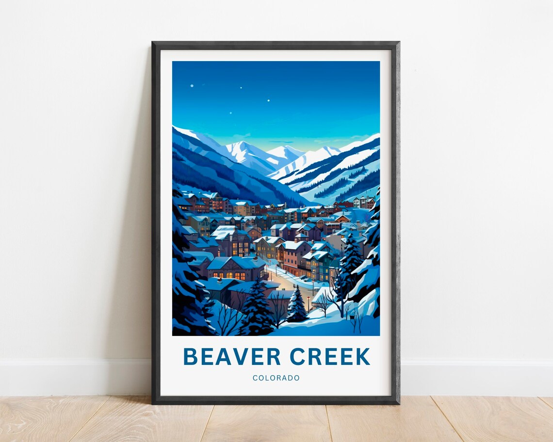 Beaver Creek Colorado Starry Night Snow Village Winter Poster