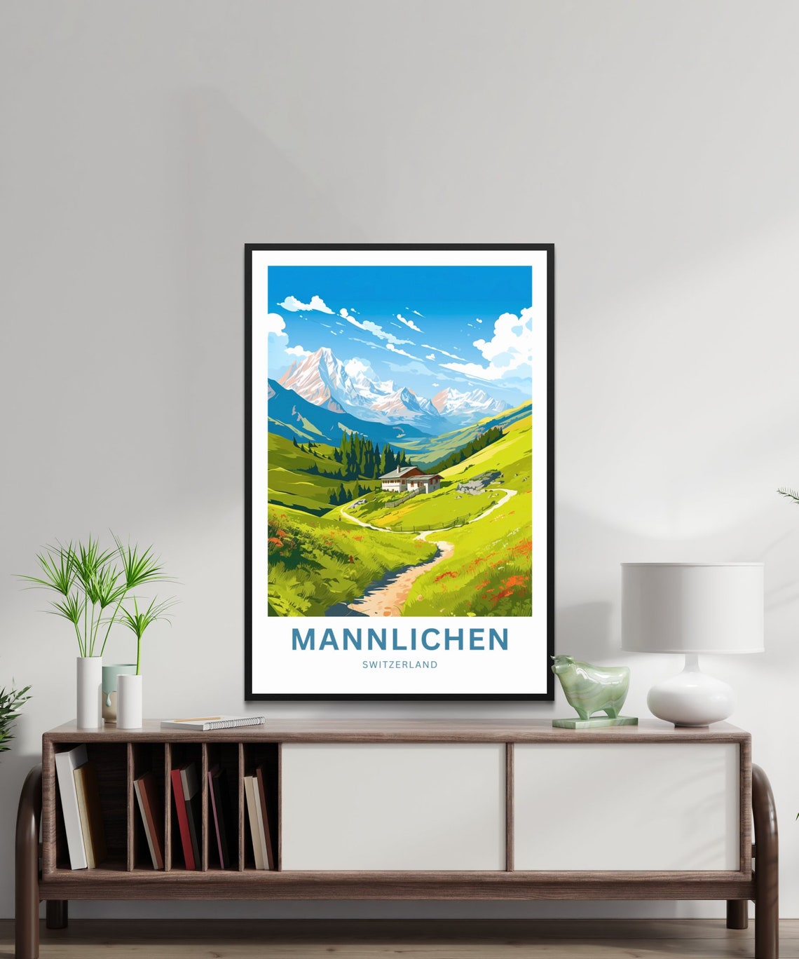 Mannlichen Switzerland Alpine Chalet Mountain View Travel Poster - Image 2