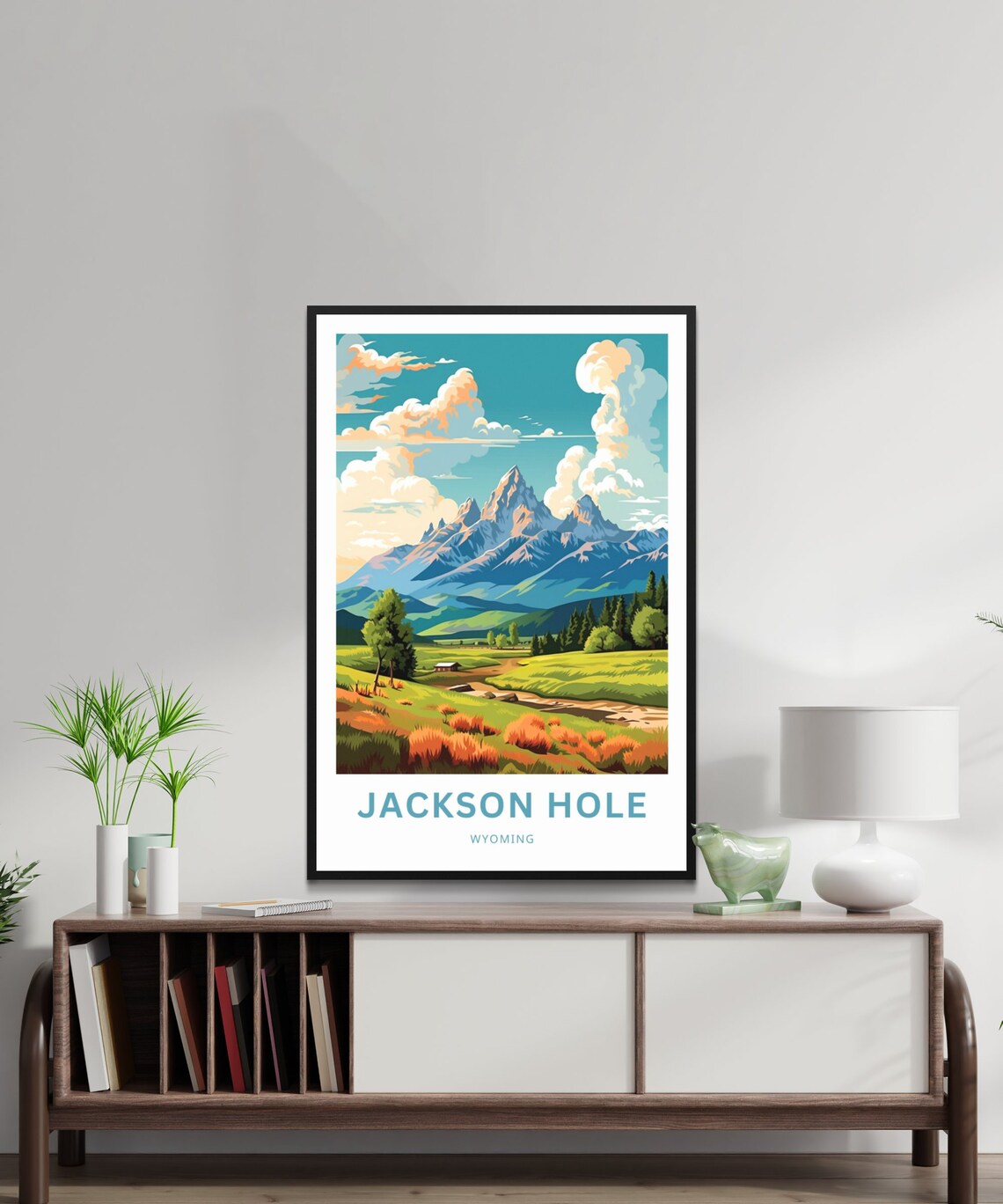 Jackson Hole Wyoming Grand Teton Peaks Meadow Custom Travel Poster - Image 2