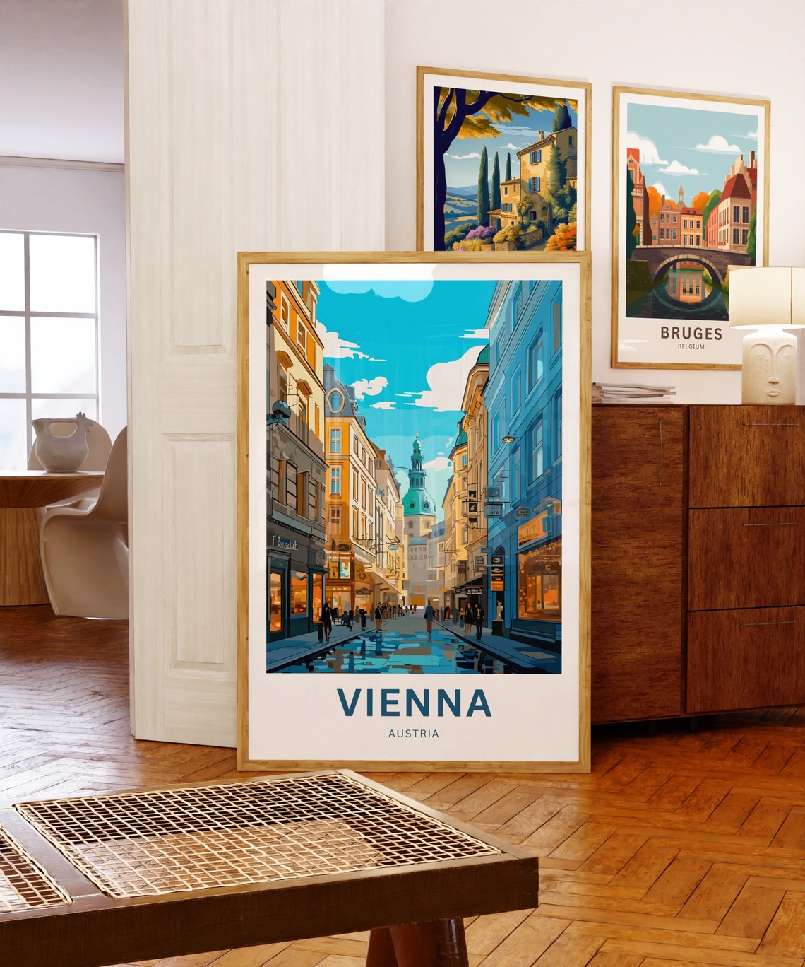 Personalized Vienna Austria Old Town Street Custom Travel Poster - Image 3