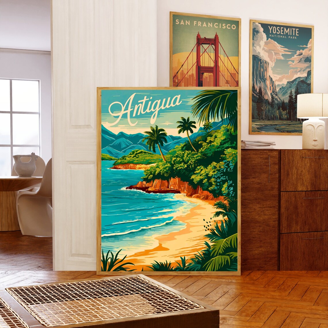Antigua Caribbean Tropical Beach Vintage Travel Style Poster - Image 5