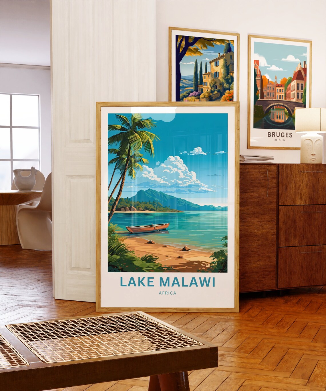 Lake Malawi Africa Beach Canoe Scene Personalized Travel Poster - Image 5